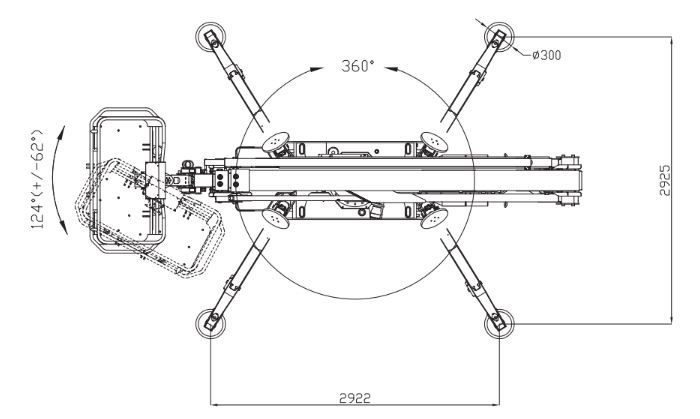 Teknisk diagram 1 for Larvebåndslift 20 m – Hinowa 20.10
