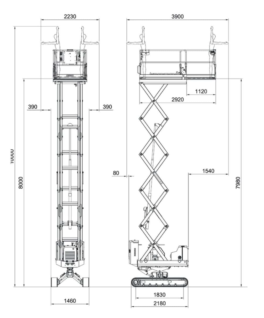 Teknisk diagram 4 for Bæltelift / Sakselift 10 m